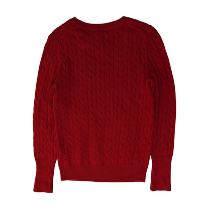 Red Solid Pullover Sweater