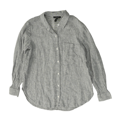 Navy Petite Striped Button Down