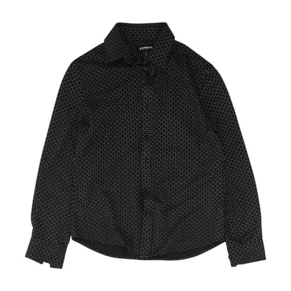 Black Graphic Long Sleeve Button Down