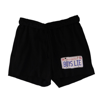 Black Solid Knit Shorts