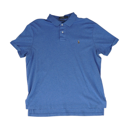 Blue Solid Short Sleeve Polo