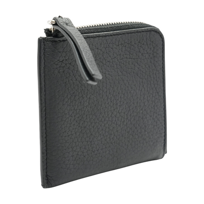 Four Stitches Zip Wallet in Black Leather