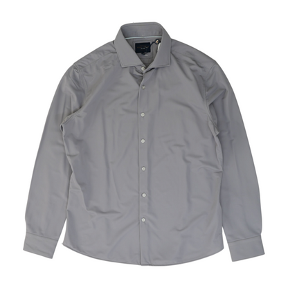 Gray Solid Long Sleeve Button Down