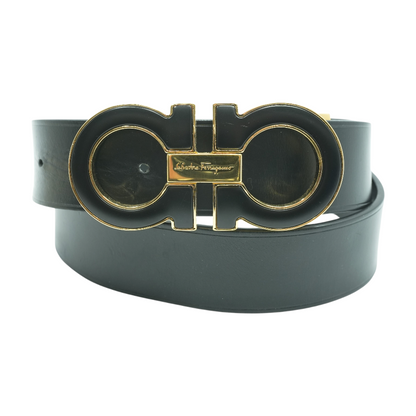 Gancini Logo Leather Belt with Dust Bag