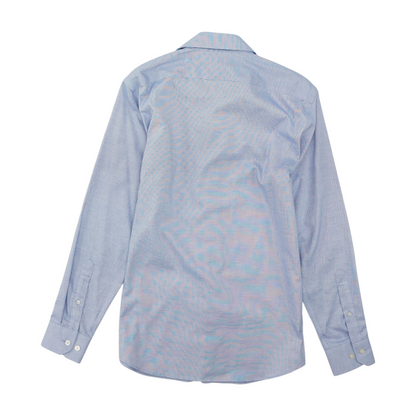 Blue Solid Long Sleeve Button Down