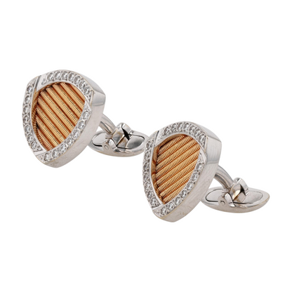 1/4 ctw 18K Two-Tone Gold Diamond Cufflinks