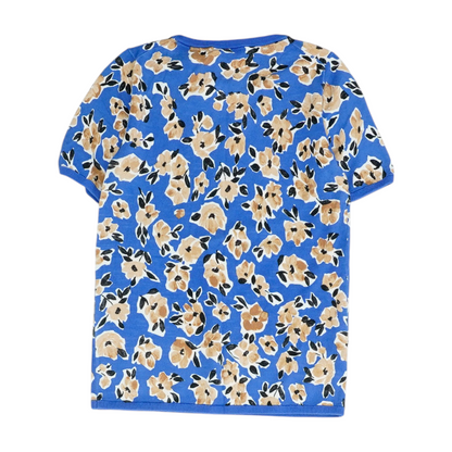 Blue Floral Pullover Sweater