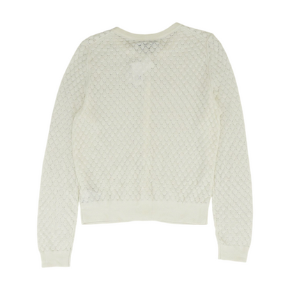 White Geometric Cardigan Sweater