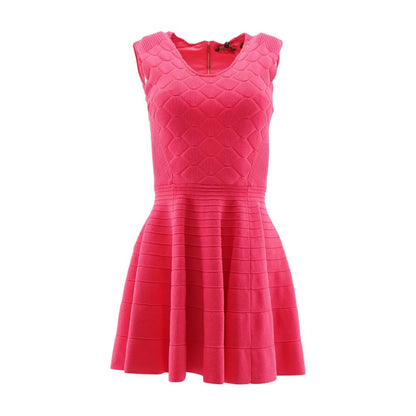 Neon Pink Solid Midi Dress