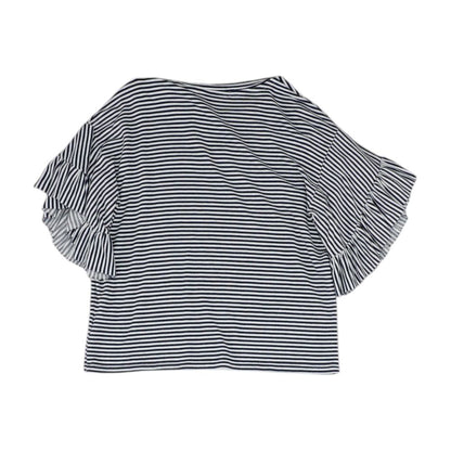 Navy Striped Short Sleeve Blouse