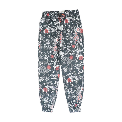Black Graphic Regular Pants