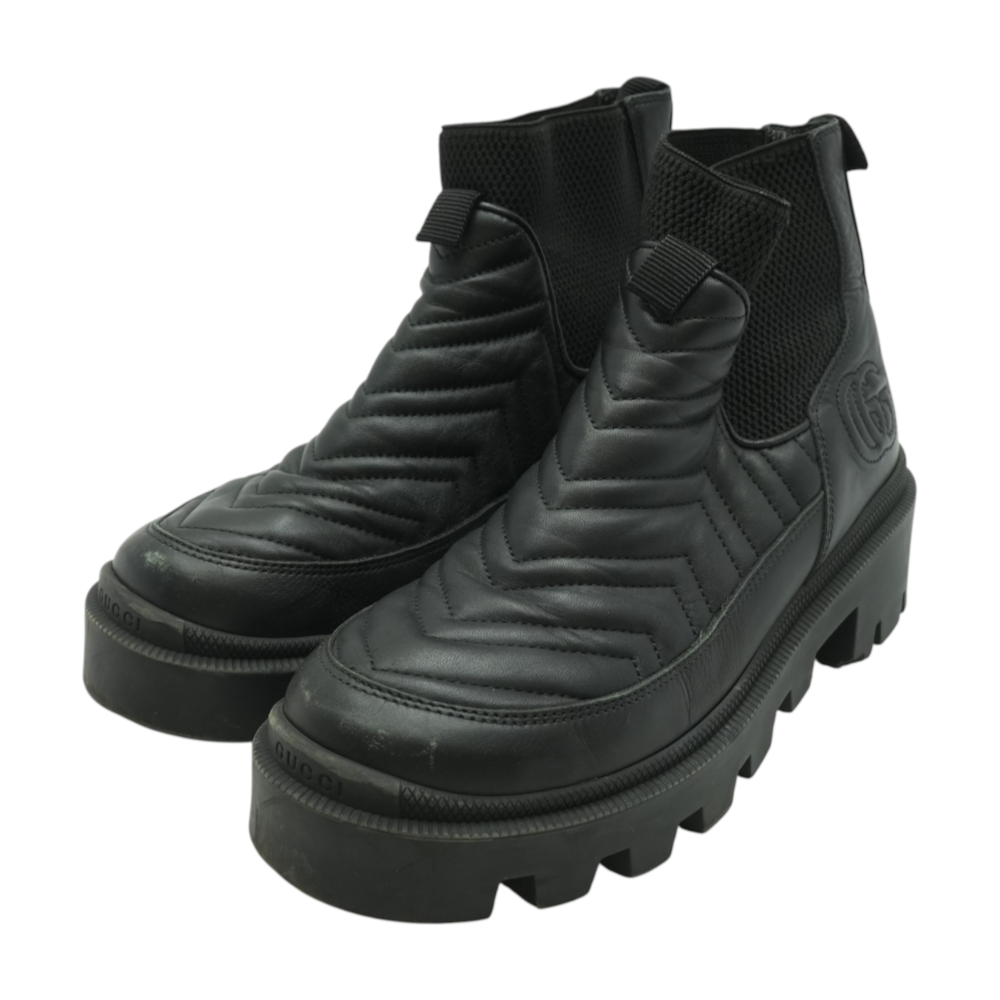 Frances Logo-embroidered Matelassé Leather Chelsea Boots