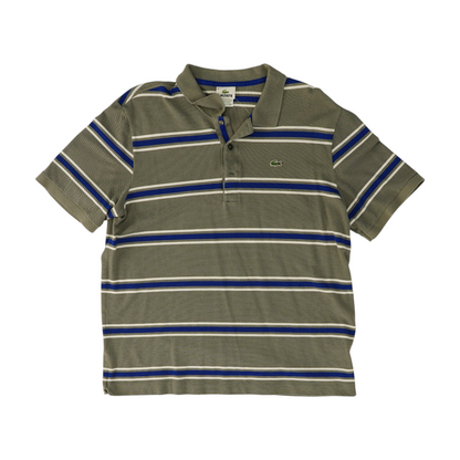 Gray Striped Short Sleeve Polo