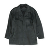 Black Solid Leather Coat