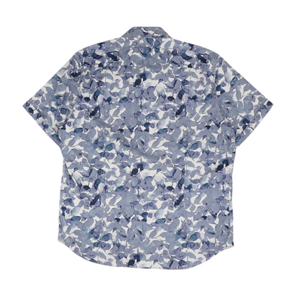 Blue Floral Short Sleeve Button Down