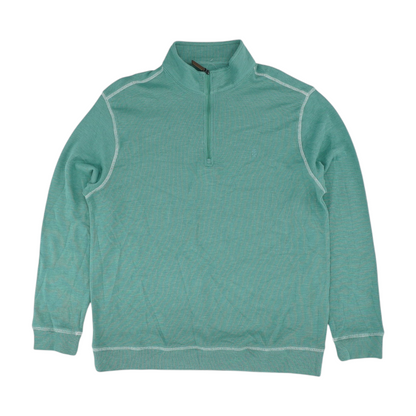 Green Solid 1/4 Zip Sweater