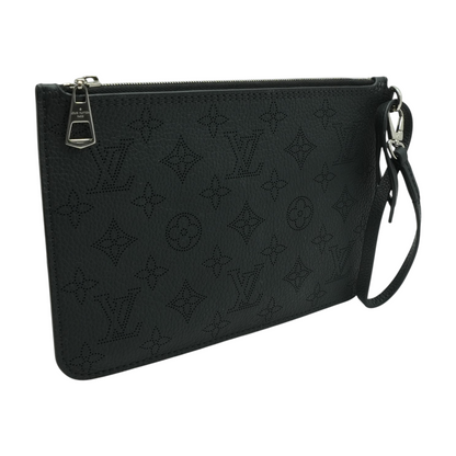 Black Perforated Leather Pouch