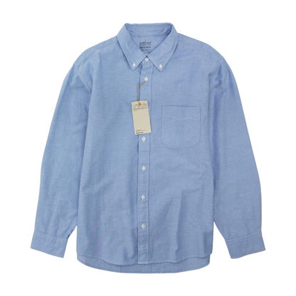 Blue Solid Long Sleeve Button Down
