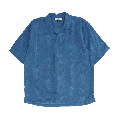 Blue Tropical Short Sleeve Button Down