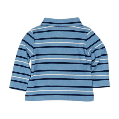 Blue Striped Long Sleeve Polo
