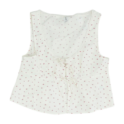 White Floral Cropped Blouse