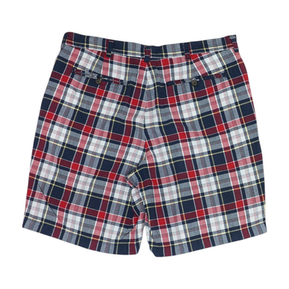 Navy Plaid Chino Shorts