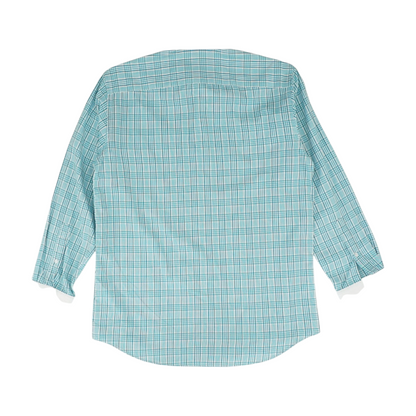 Turquoise Plaid Long Sleeve Button Down