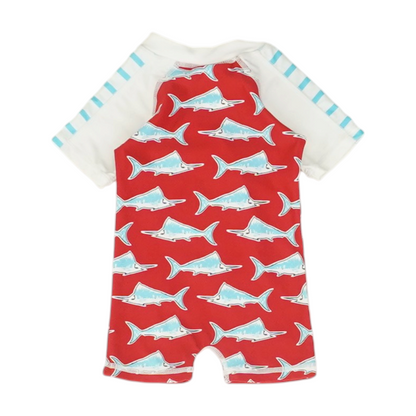 Red Color Block One-Piece