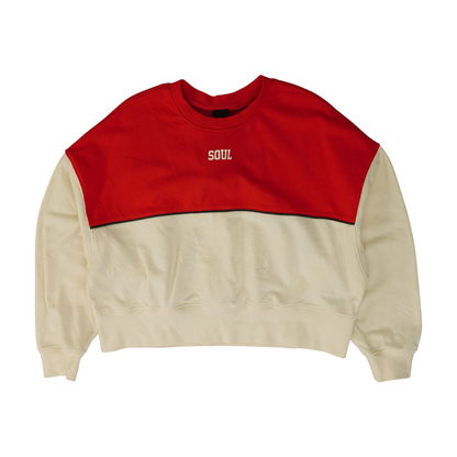 Red Color Block Sweatshirt Pullover