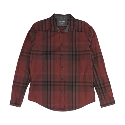 Maroon Plaid Long Sleeve Button Down