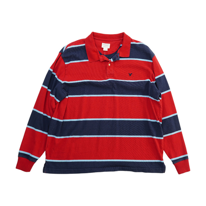 Red Striped Long Sleeve Polo