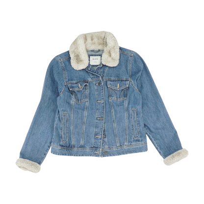 Blue Solid Denim Jacket