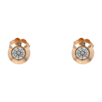 3/8 Ct 14K Rose Gold Bezel Set Round Diamond Stud Earrings