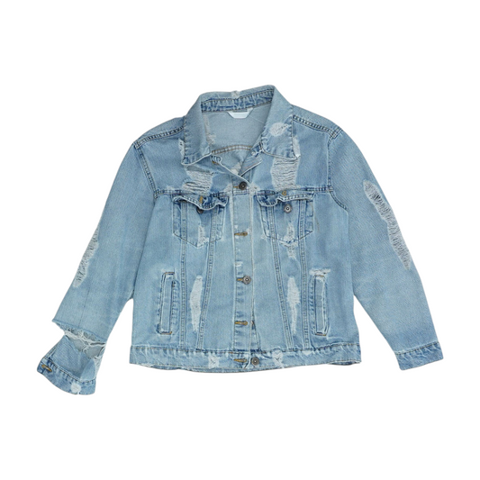 Blue Solid Denim Jacket