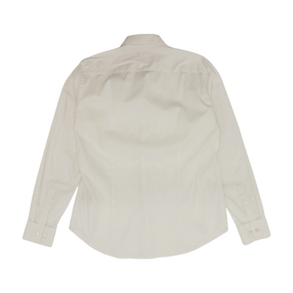 White Solid Long Sleeve Button Down