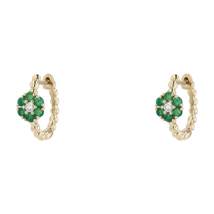 1/4 ctw 10K Yellow Gold Emerald Hoop Earrings