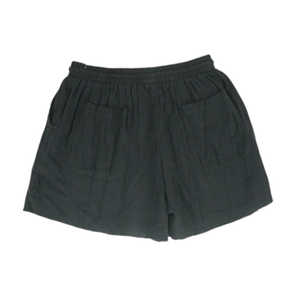 Black Solid Knit Shorts