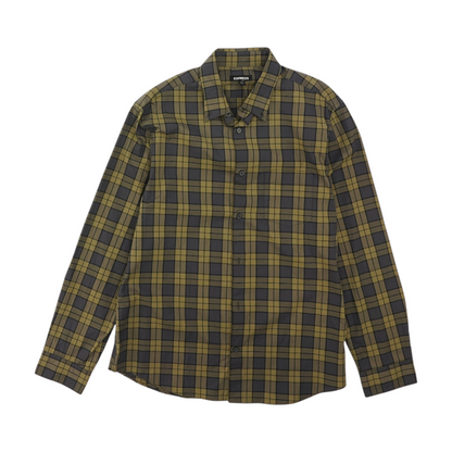 Gray Plaid Long Sleeve Button Down