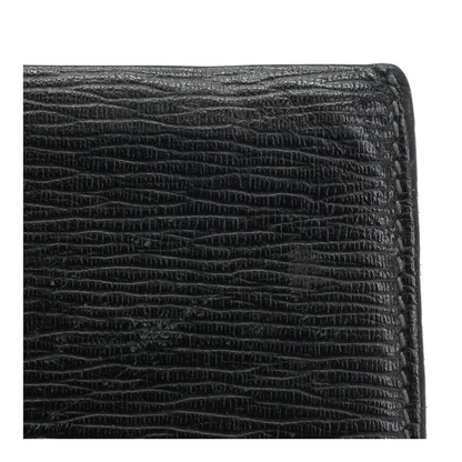 Textured Leather Bifold Wallet with Metallic Logo Plate