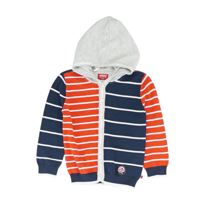 Navy Striped Cardigan Sweater