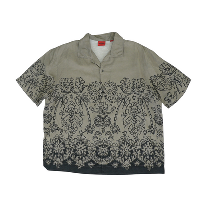 Brown Print Short Sleeve Button Down