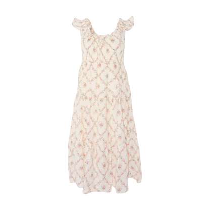 Ivory Floral Midi Dress