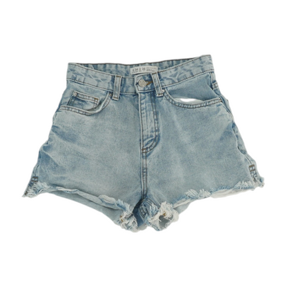 Blue Solid Denim Shorts