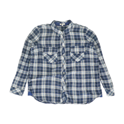 Navy Plaid Flannel Button Down