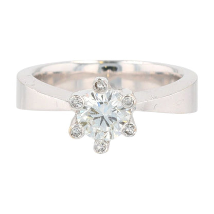 .75 ct 18K White Gold High Six Prong Set Diamond Engagement Ring