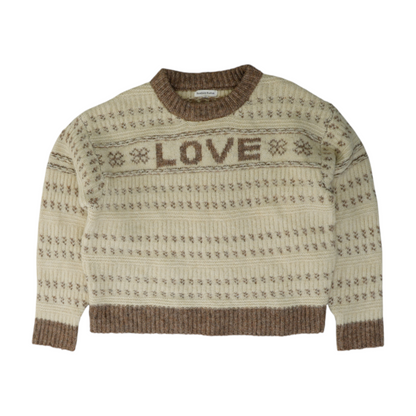 Tan Print Pullover Sweater