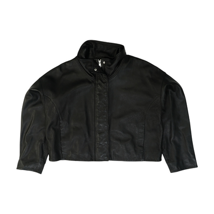 Black Solid Leather Jacket