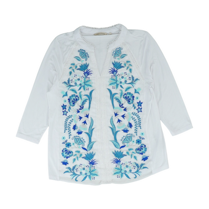 White Floral Blouse