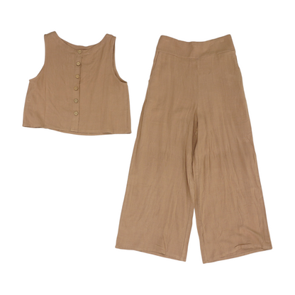 Tan Solid Pant Set