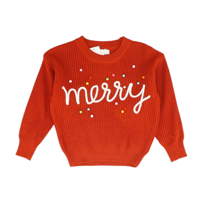 Red Print Pullover Sweater